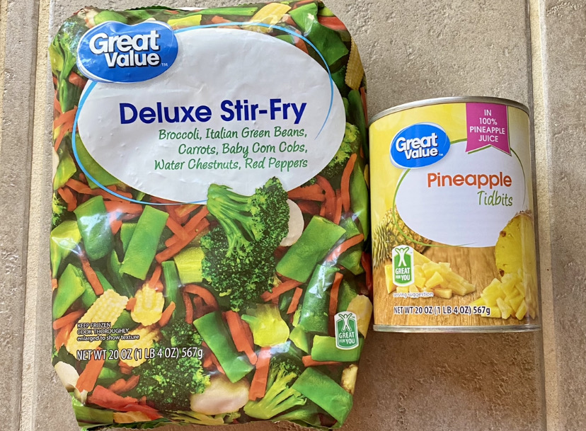 great value deluxe stir-fry and great value canned pineapple stir fry ingredients