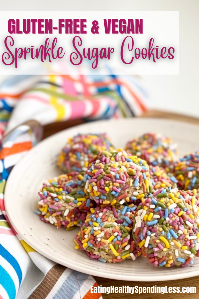 colorful plate of sprinkle sugar cookie recipe gluten free vegan